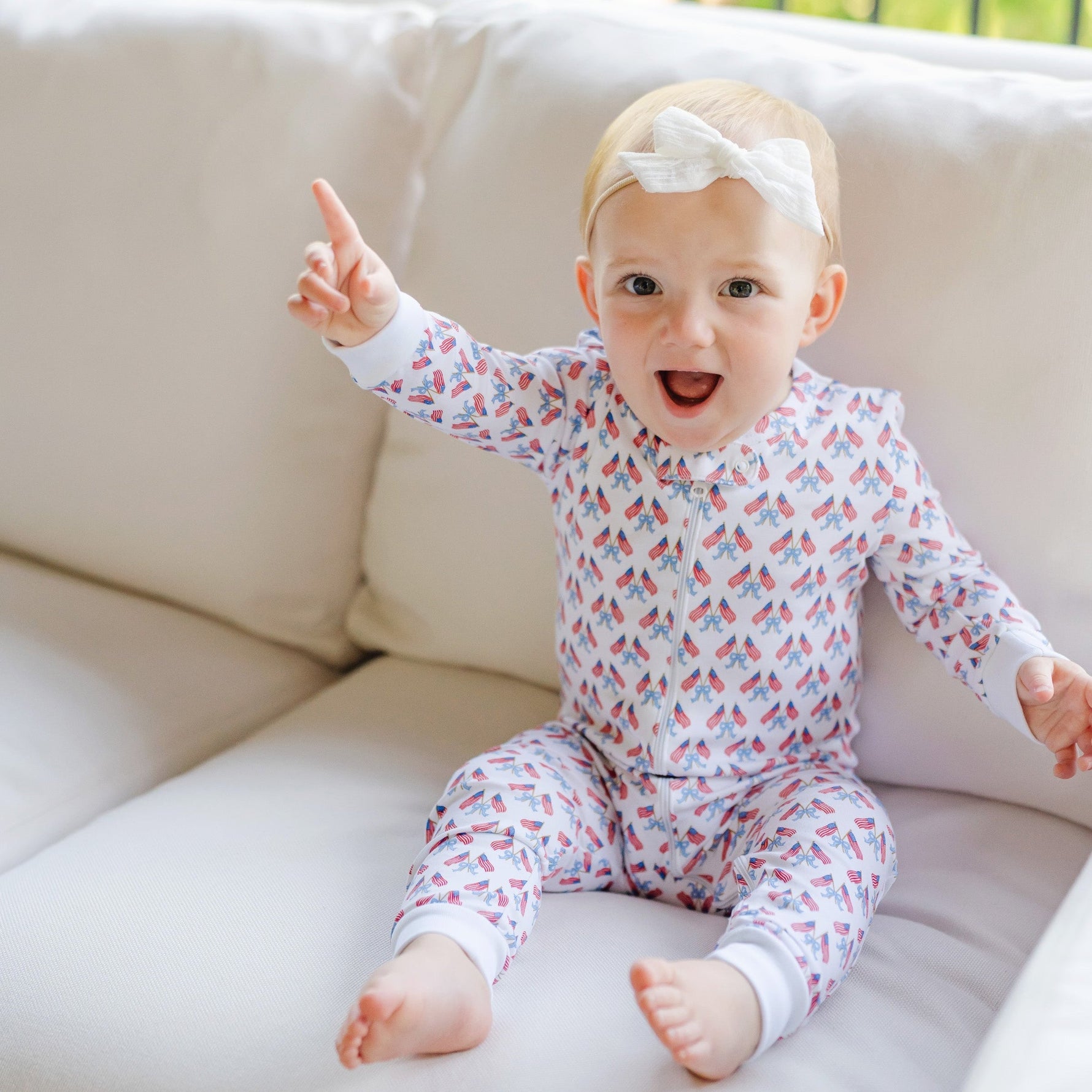 Buy Parker Girls' Zipper Pajama - Stars, Stripes and Bows kids clothing online