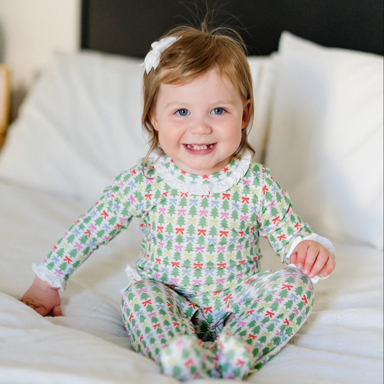 Lucy Girls' Romper - Tree Topper Bows outfit perfect for everyday wear
