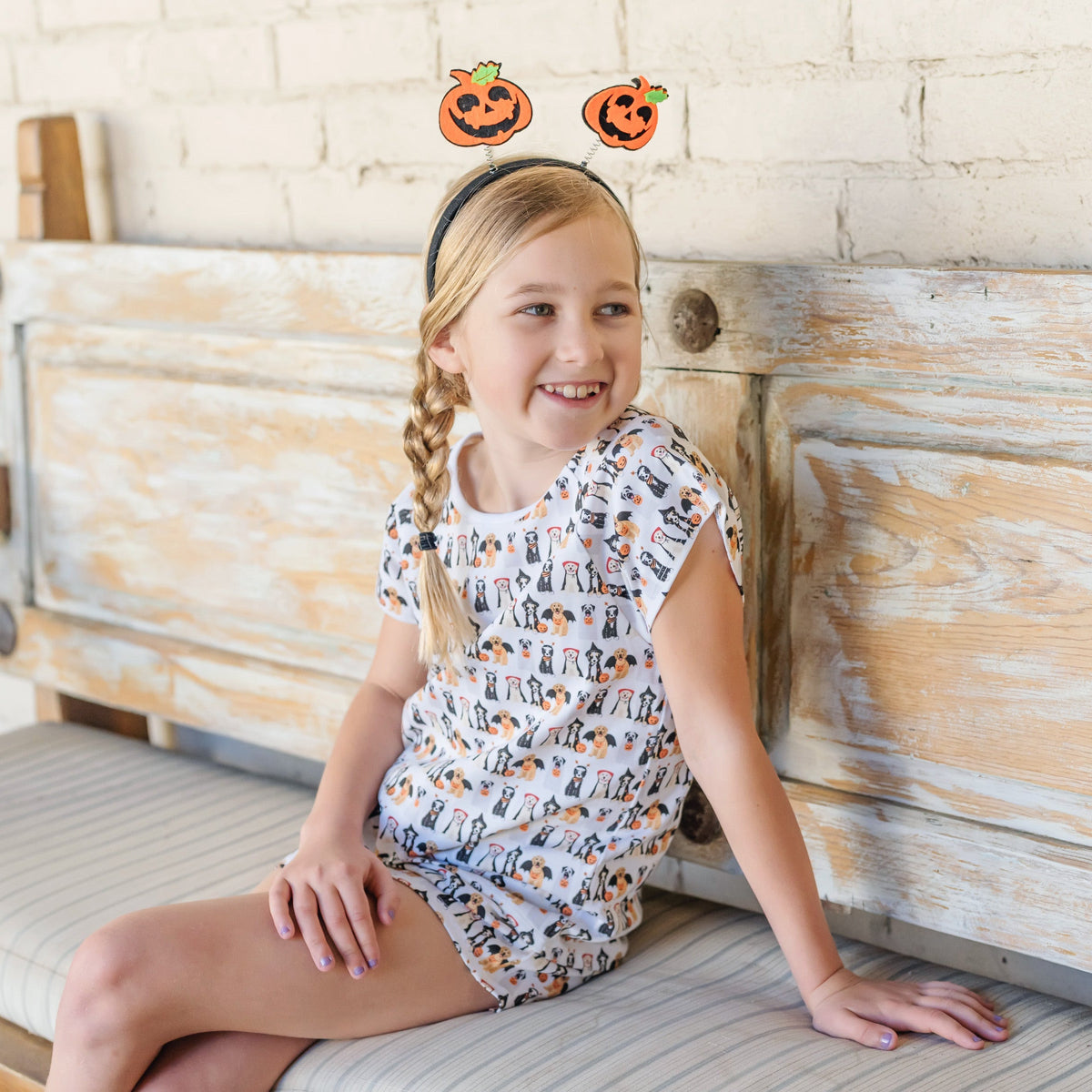 Emery Girls' Short Set - Halloween Pups stylish kids outfit collection