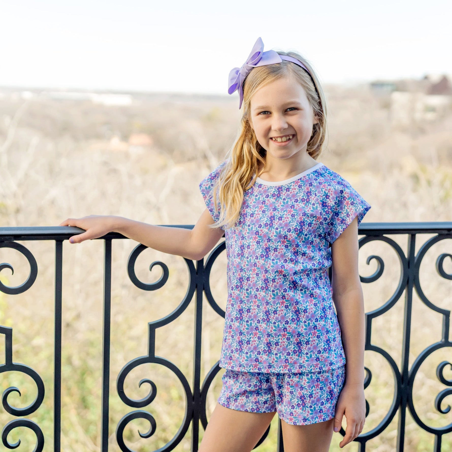 Emery Girls' Short Set - Blackberry Floral dress for girls premium quality