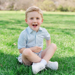 Will Boys' Performance Polo by LH Sport - Club Stripe Blue Green outfit perfect for everyday wear