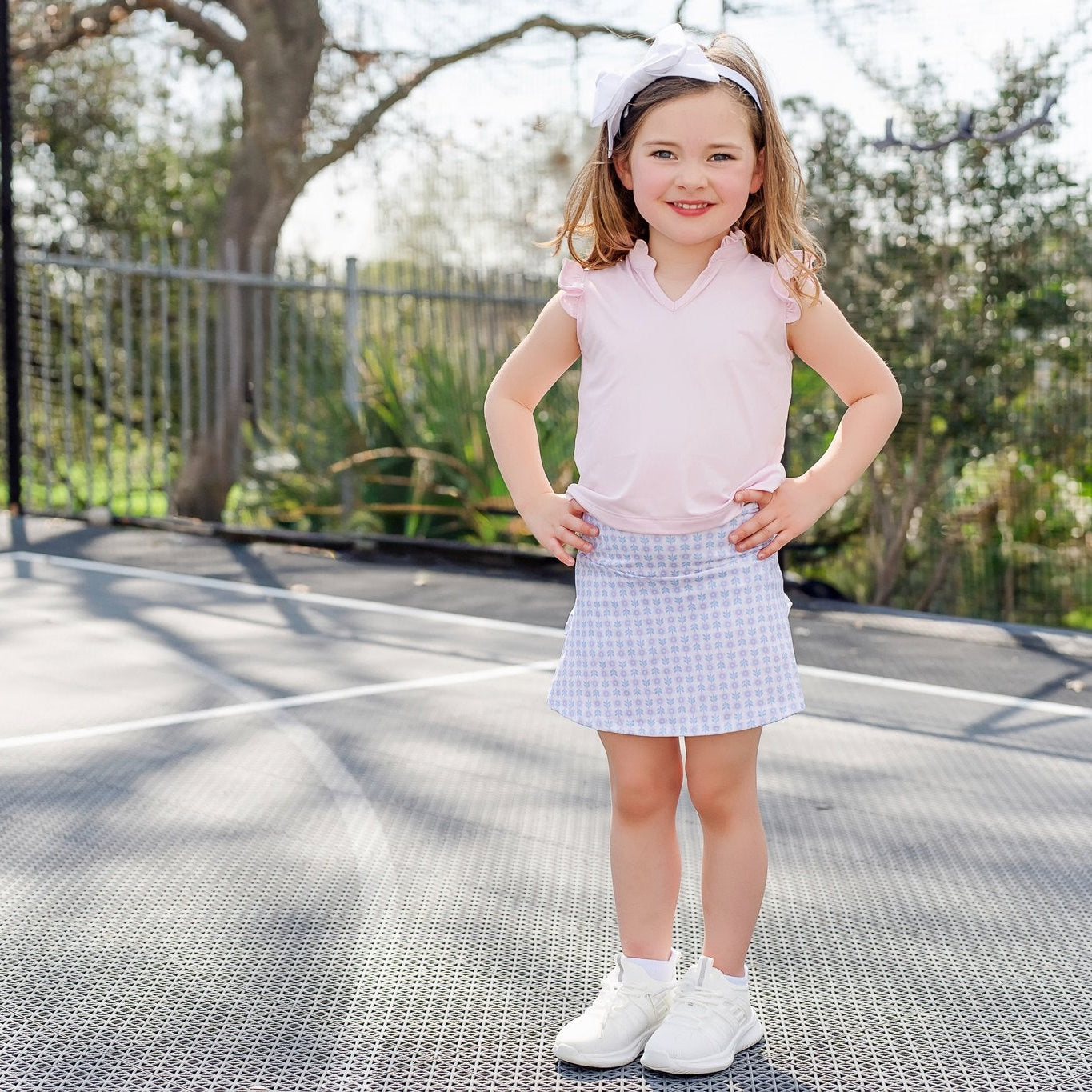 Margot Girls' Performance Skirt by LH Sport - Flower Power Pink