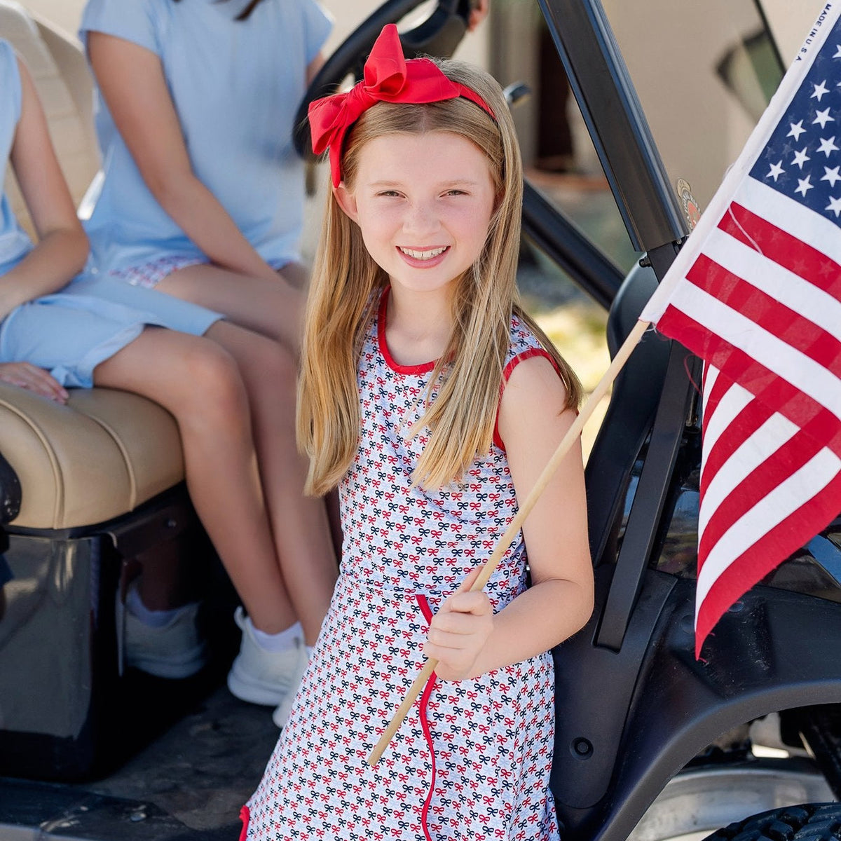 Taylor Girls' Performance Dress by LH Sport - Put A Bow On It Patriotic soft cotton kids fashion wear