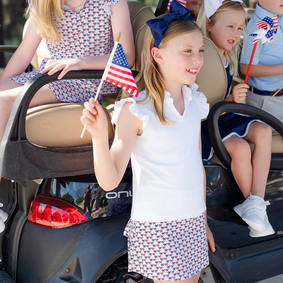 Margot Girls' Performance Skirt by LH Sport - Put A Bow On It Patriotic soft cotton kids fashion wear