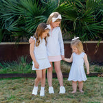 Taylor Girls' Performance Dress by LH Sport - Trellis Bloom Blue soft cotton kids fashion wear