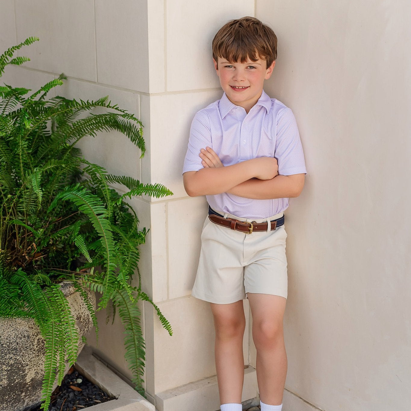 Will Boys' Performance Polo by LH Sport - Links Lavender soft cotton kids fashion wear