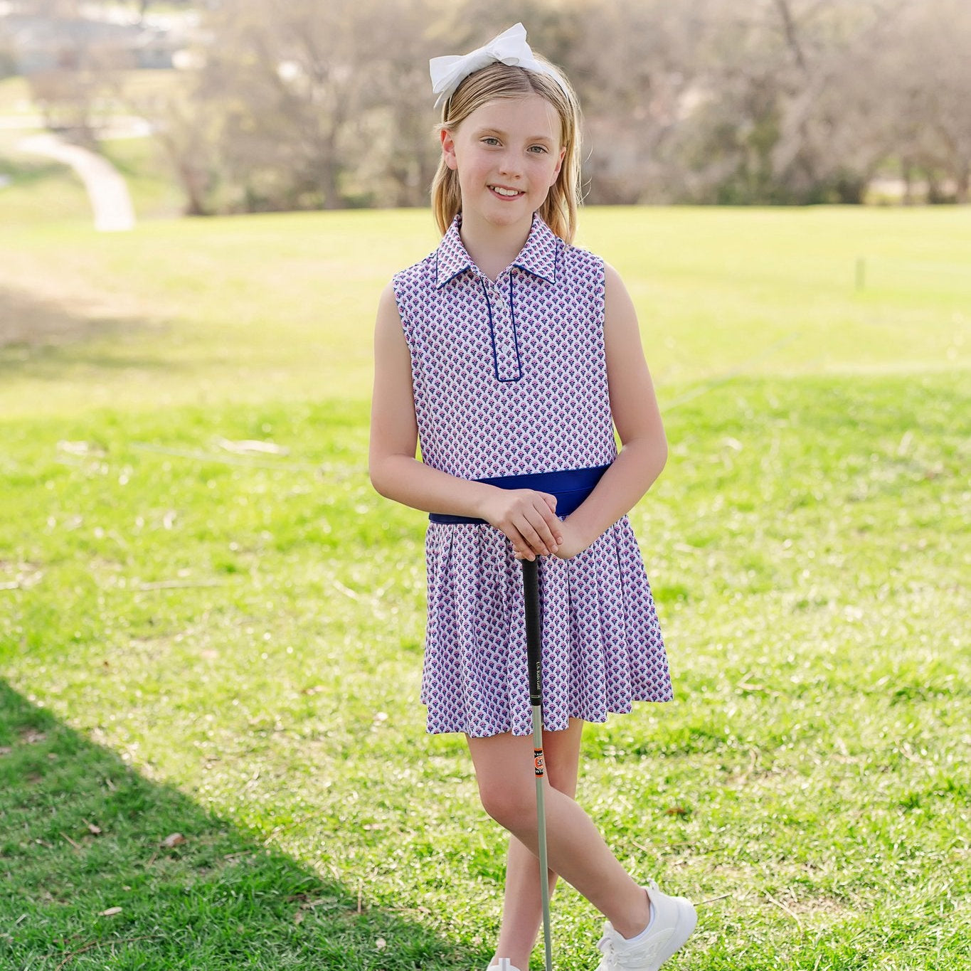 Harper Girls' Performance Dress by LH Sport - Boho Flora Hot Pink Navy outfit perfect for everyday wear