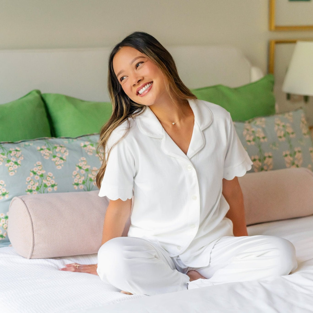 Megan Women's Pajama Pant Set - White