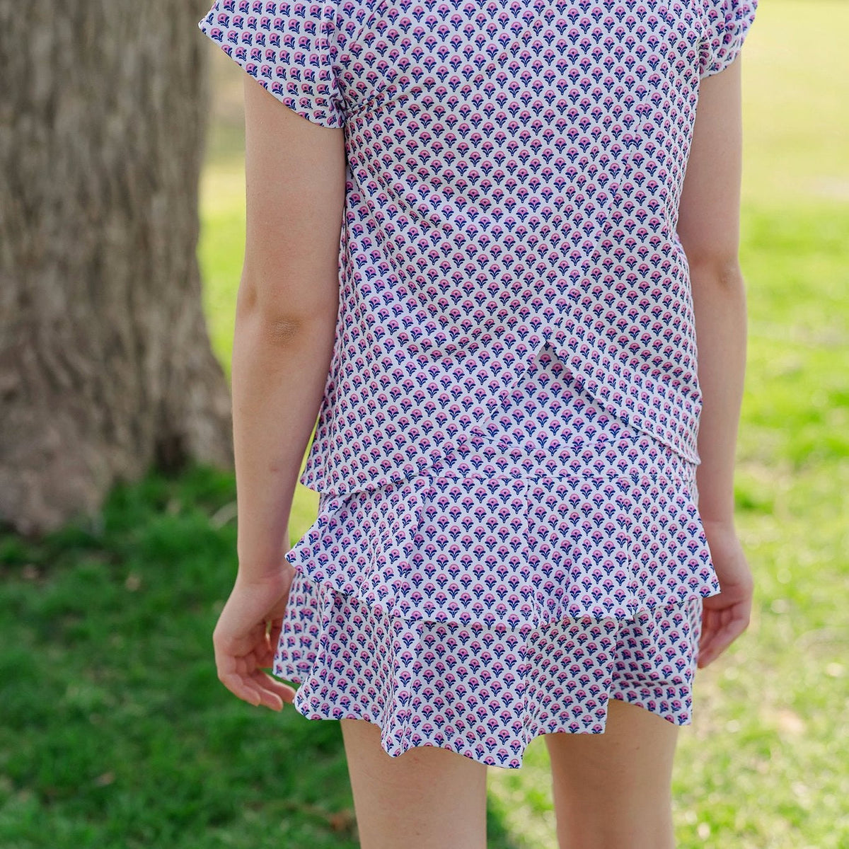 Everyday Margot Girls' Performance Skirt by LH Sport - Boho Flora Hot Pink Navy Children’s Wear