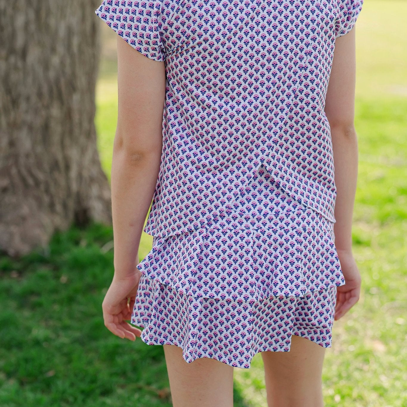 Everyday Margot Girls' Performance Skirt by LH Sport - Boho Flora Hot Pink Navy Children’s Wear