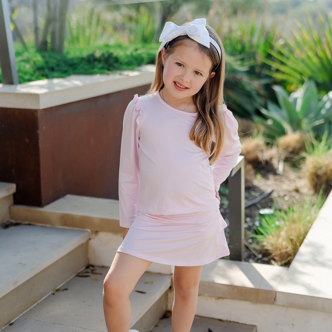 Mia Girls' Longsleeve Performance Top by LH Sport - Cotton Candy Pink stylish kids outfit collection