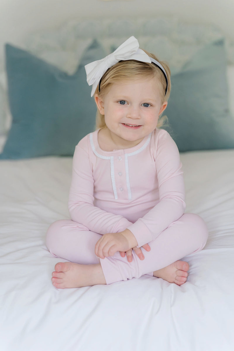 Alden Girls' Pima Cotton Pajama Pant Set - Light Pink – Lila + Hayes