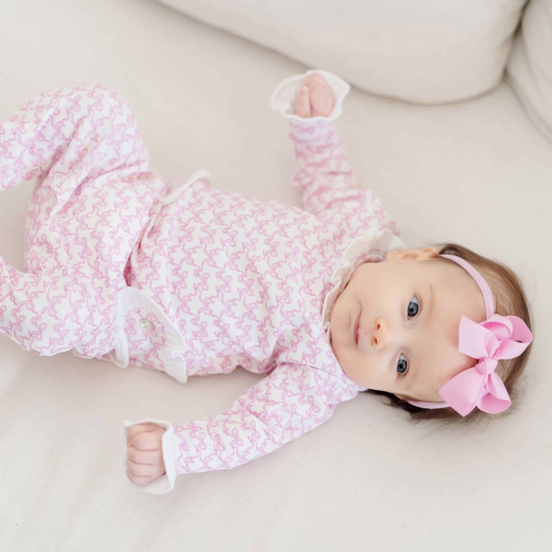 Buy Lucy Girls' Romper Pretty Pink Bows kids clothing online