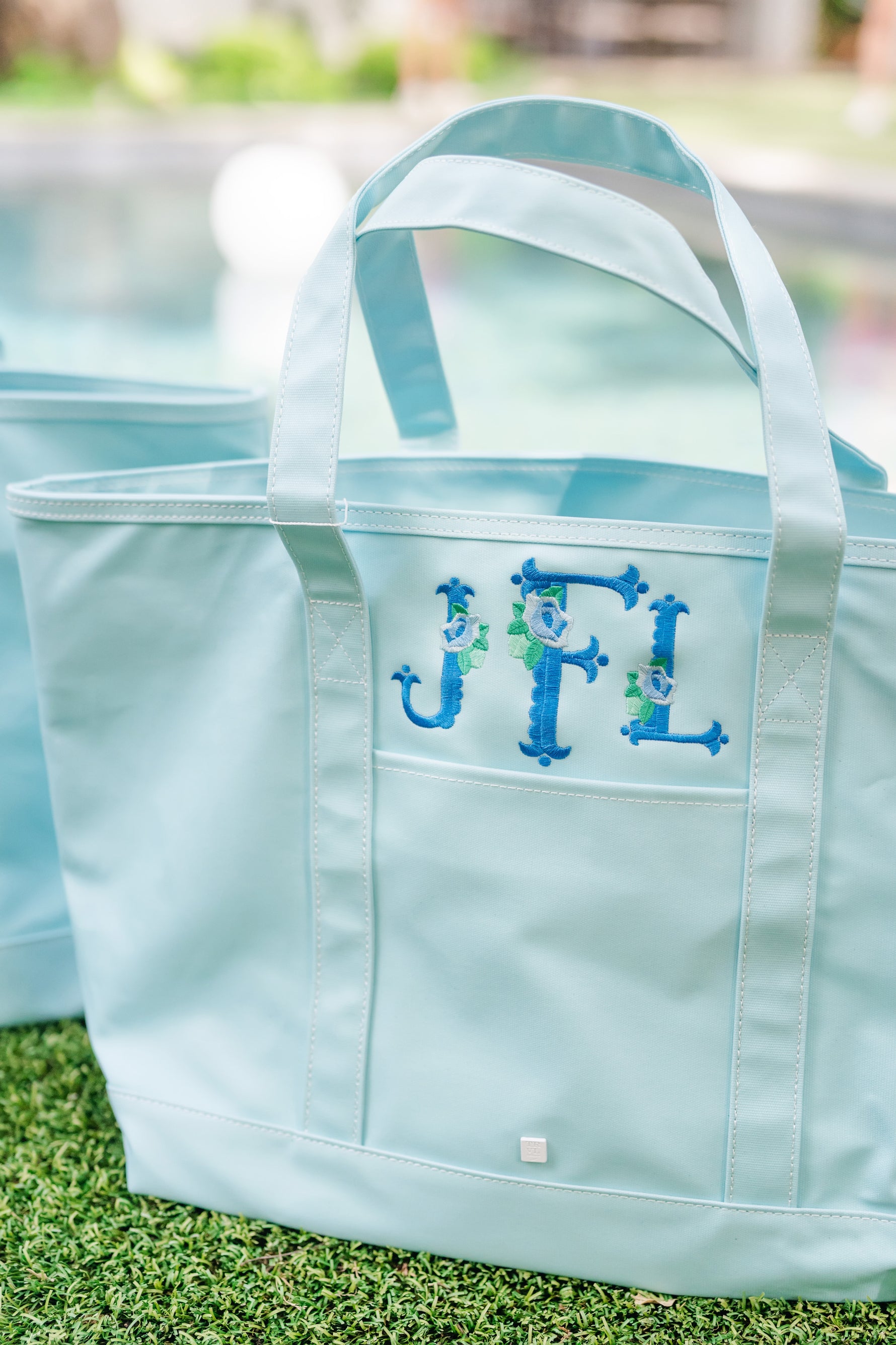 Maxi Tote Coated Canvas Lake Blue by TRVL Design cotton outfit for girls and boys