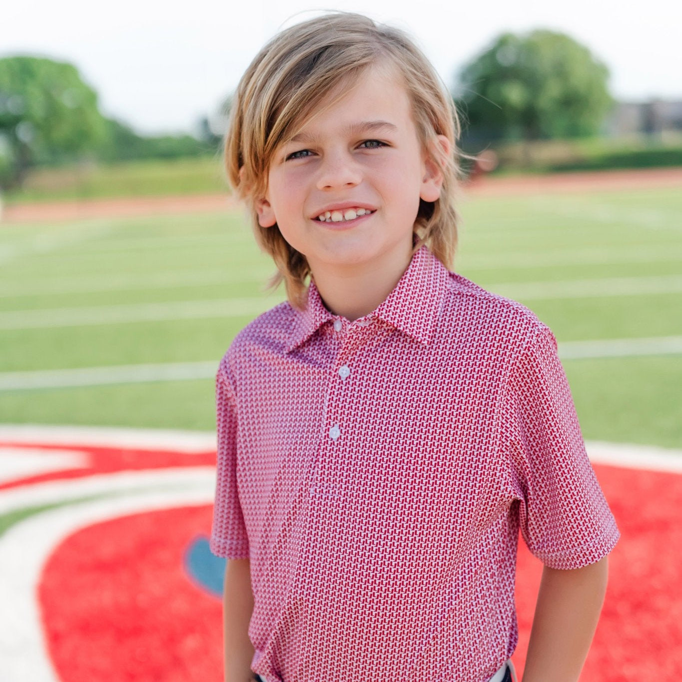 Will Boys' Performance Polo by LH Sport - Rambler Red soft cotton kids fashion wear