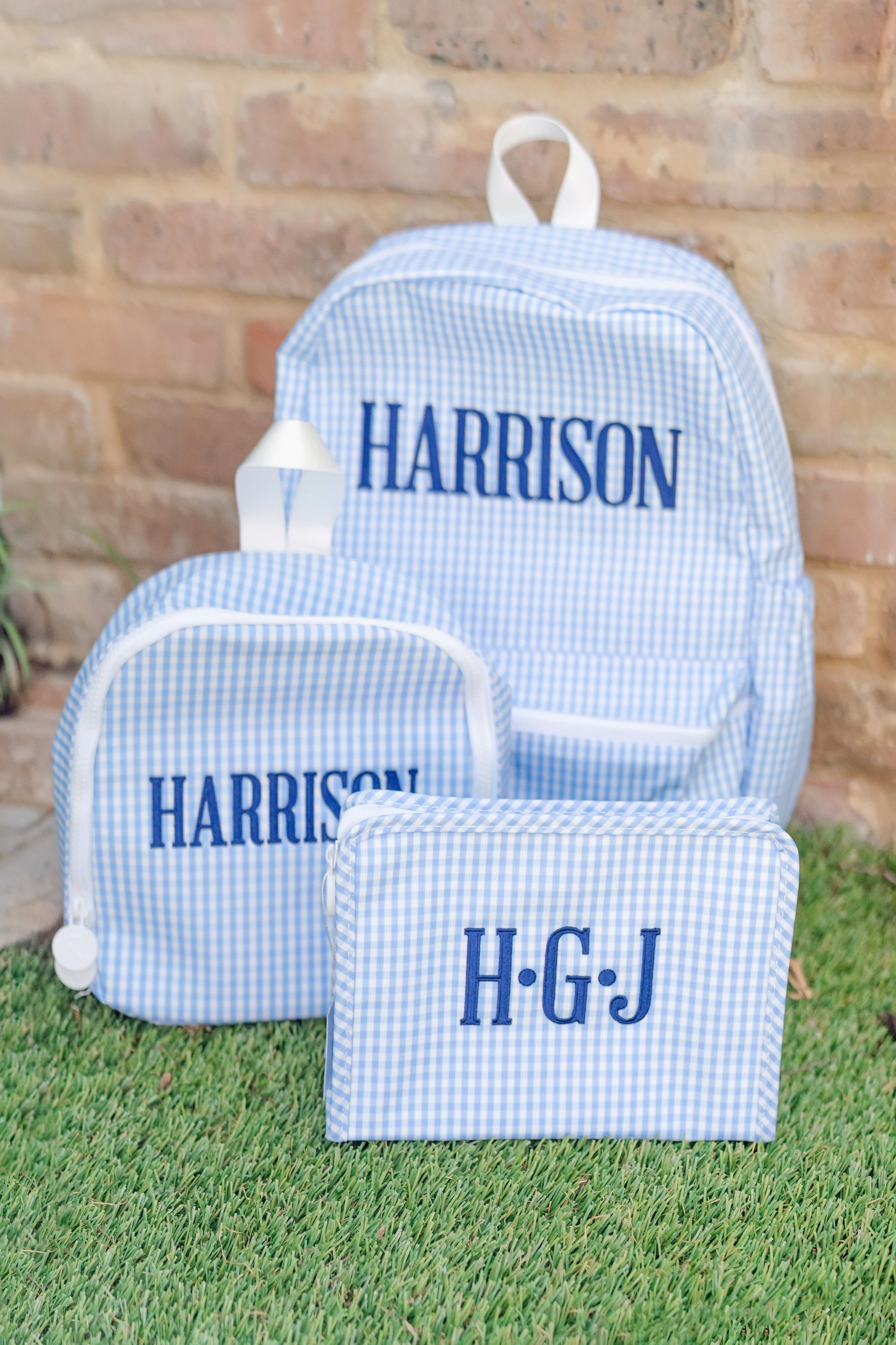Backpacker Gingham Sky by TRVL Design designer outfit for kids