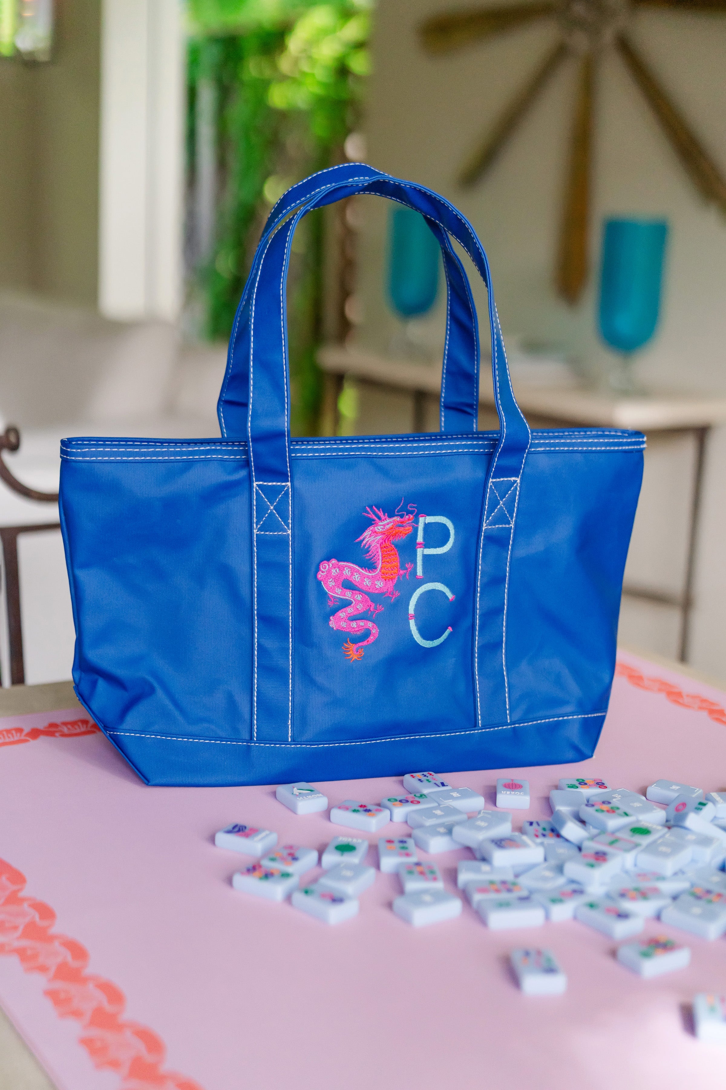 Medium Tote Coated Canvas Blue Bell by TRVL Design