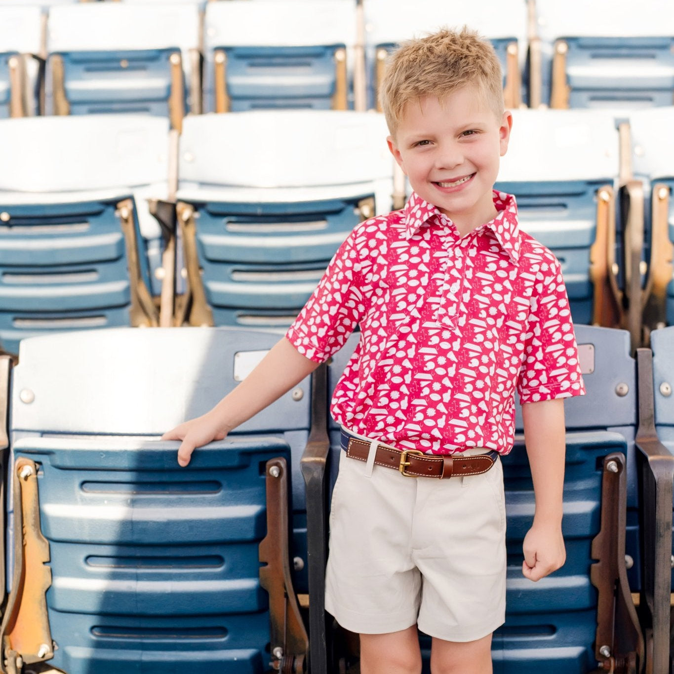 Griffin Boys' Pima Cotton Polo Golf Shirt - Pep Rally Red outfit perfect for everyday wear