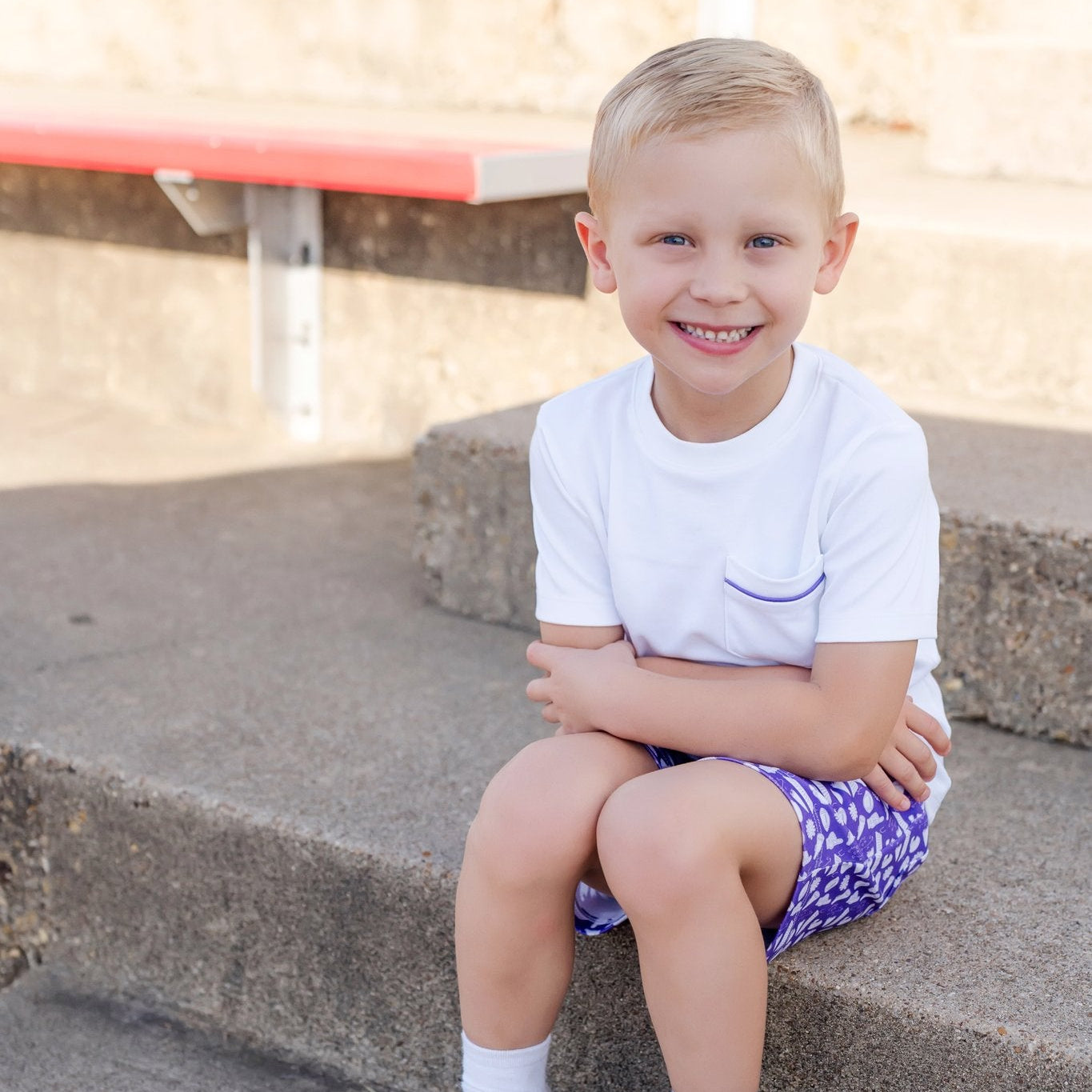 Walker Boys' Short Set - Pep Rally Purple soft cotton kids fashion wear