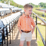 Griffin Boys' Pima Cotton Polo Golf Shirt - Pep Rally Orange outfit perfect for everyday wear