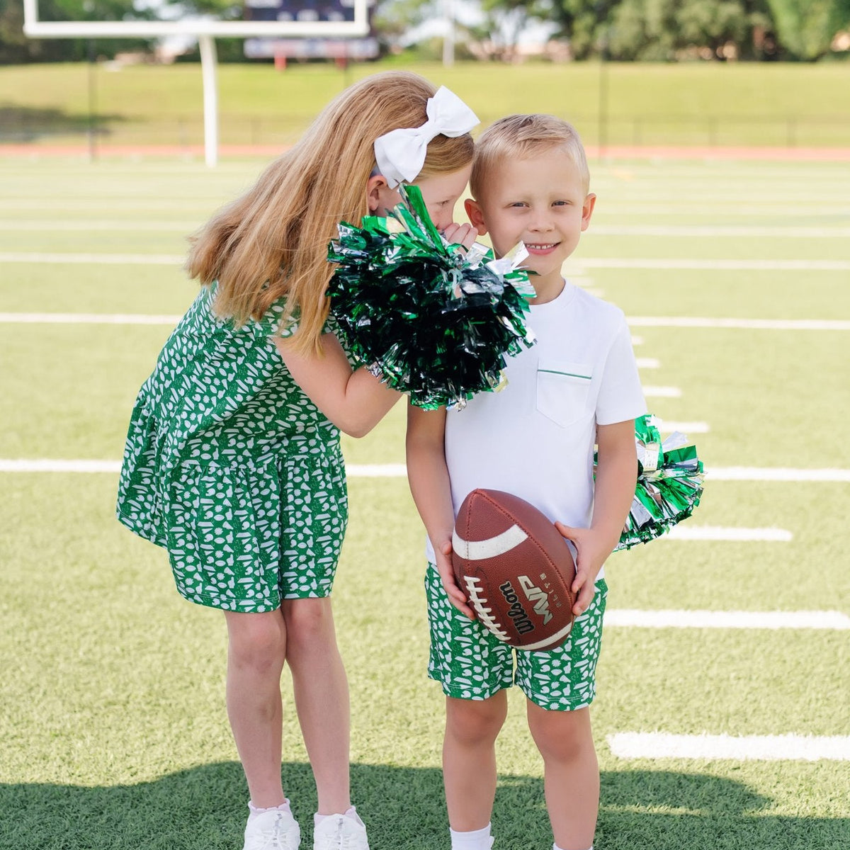 Lottie Girls' Dress - Pep Rally Green soft cotton kids fashion wear
