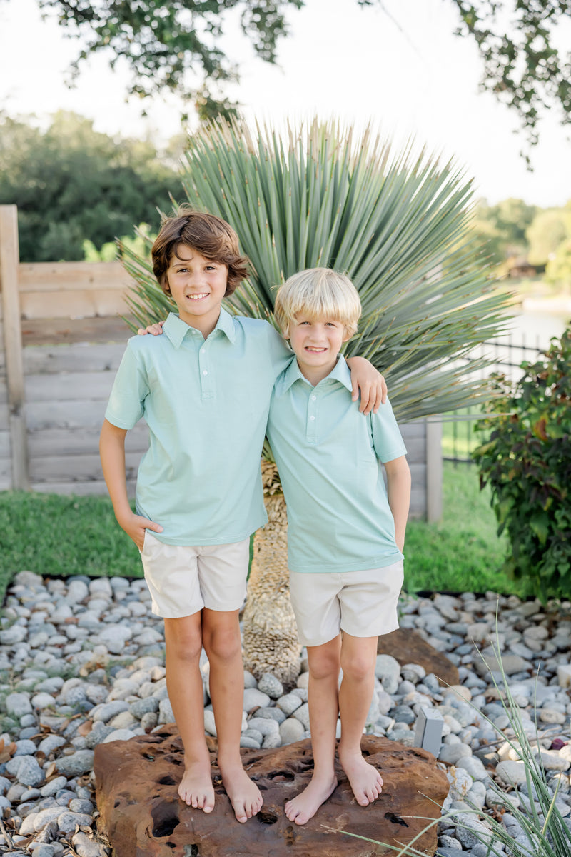 Will Boys' Golf Polo Shirt by LH Sport - Green Stripes