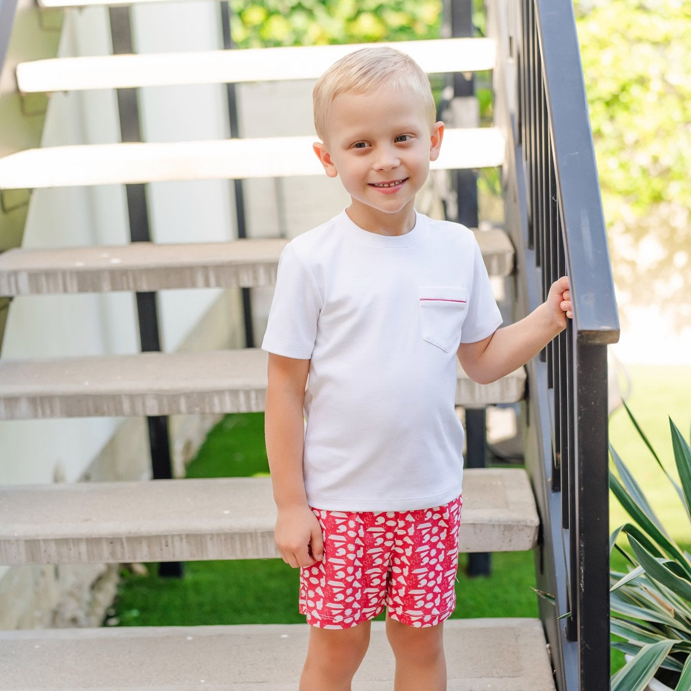 Walker Boys' Short Set - Pep Rally Red outfit perfect for everyday wear
