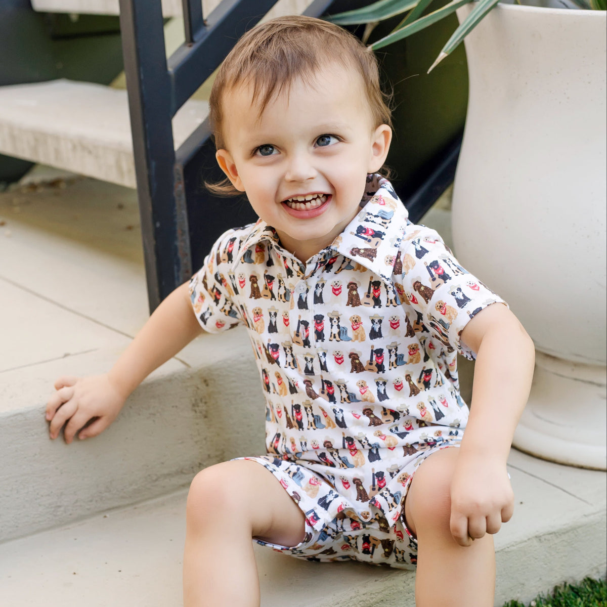 Tripp Boys' Polo Shortall - Western Pups outfit perfect for everyday wear