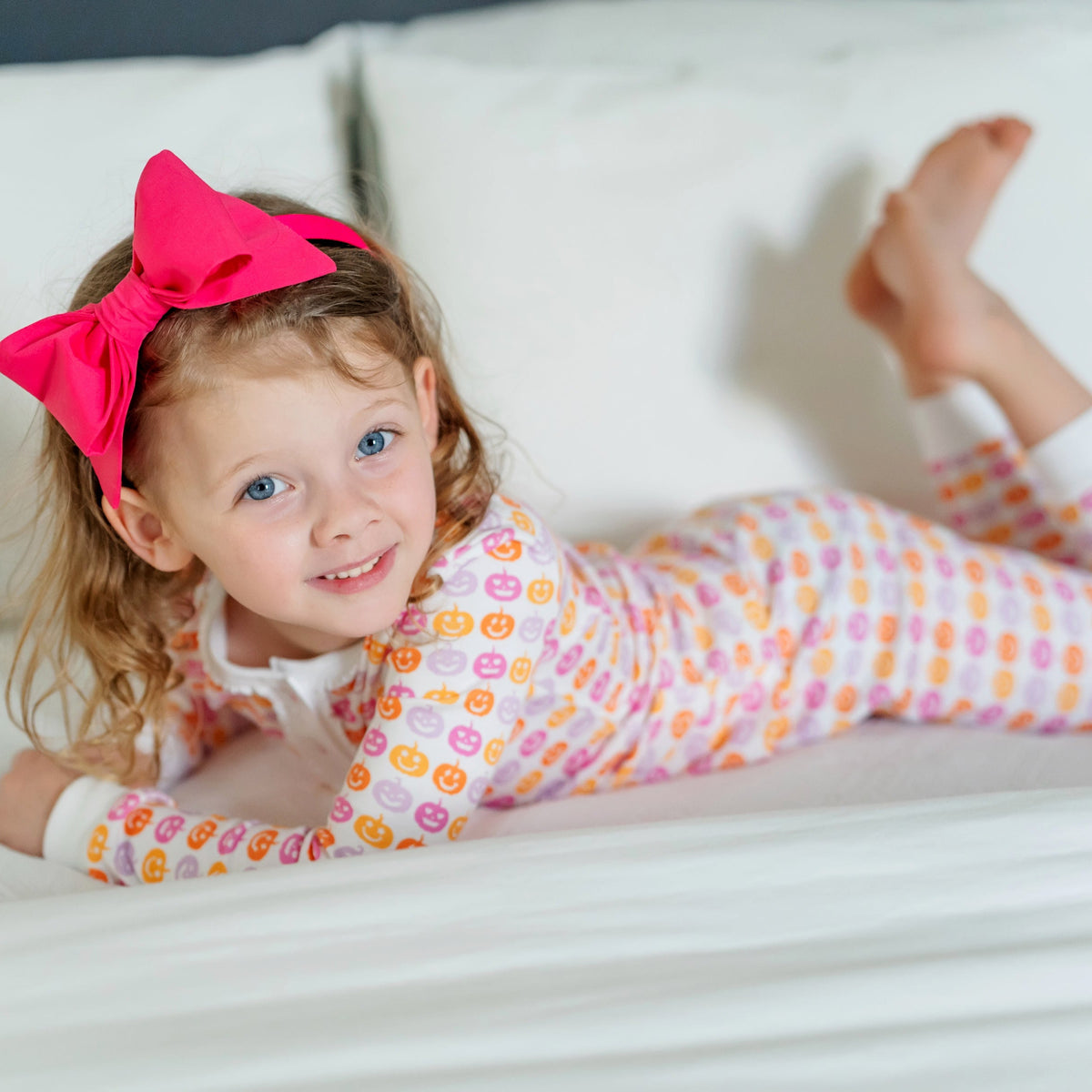 Alden Girls' Pima Cotton Pajama Pant Set - Preppy Pumpkins Bright outfit perfect for everyday wear