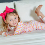 Alden Girls' Pima Cotton Pajama Pant Set - Preppy Pumpkins Bright outfit perfect for everyday wear