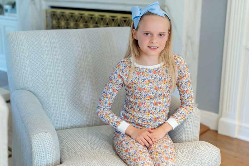 Ava Girls' Pima Cotton Pajama Pant Set - Falling For Floral