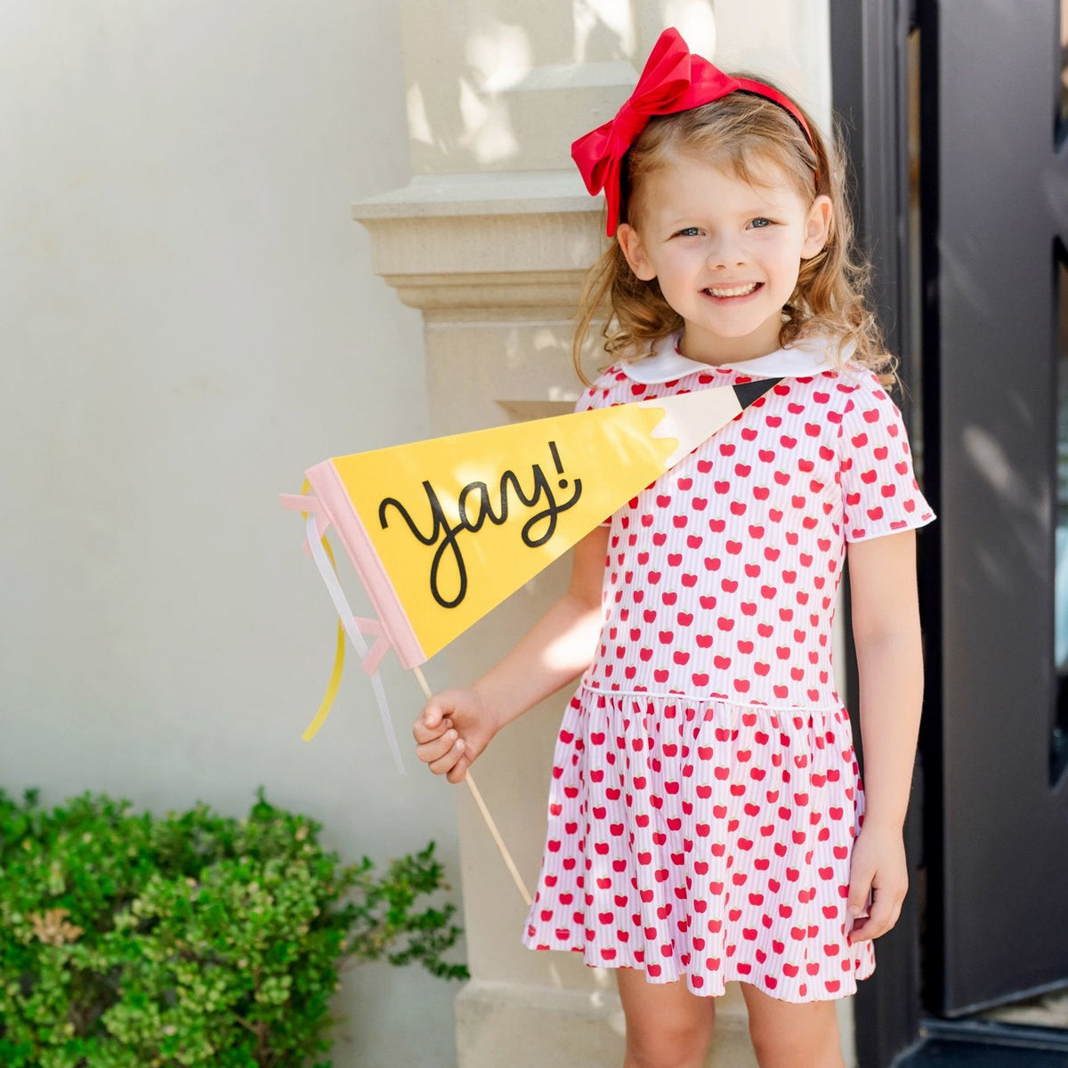 Libby Girls' Dress - Schoolhouse Apples Pink outfit perfect for everyday wear