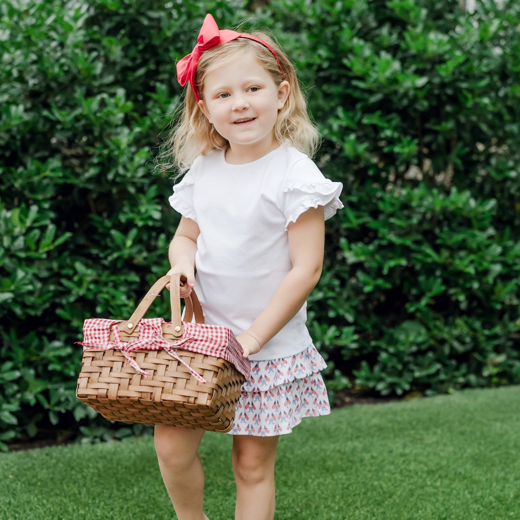 Maggie Girls' Tiered Skirt - Stars, Stripes and Bows outfit perfect for everyday wear