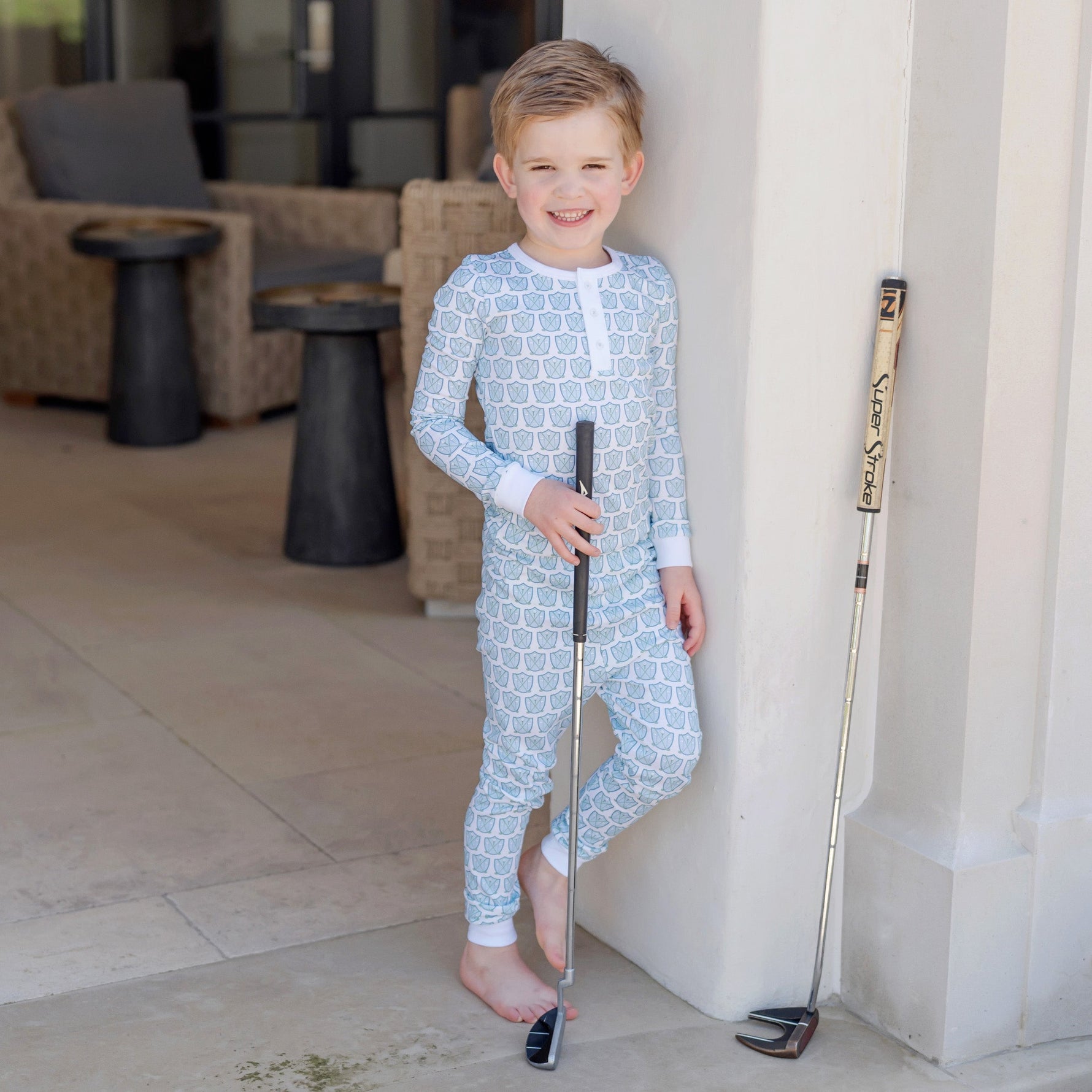 Jack Boys' Pajama Pant Set - Golf Crest Blue stylish kids outfit collection