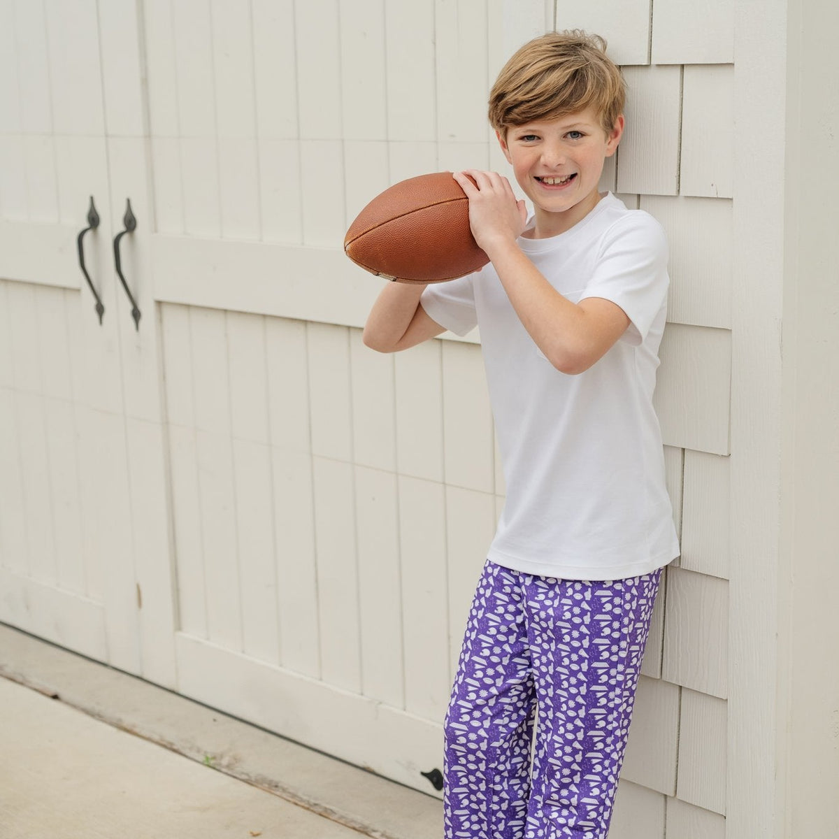 Beckett Boys' Hangout Pant - Pep Rally Purple outfit perfect for everyday wear