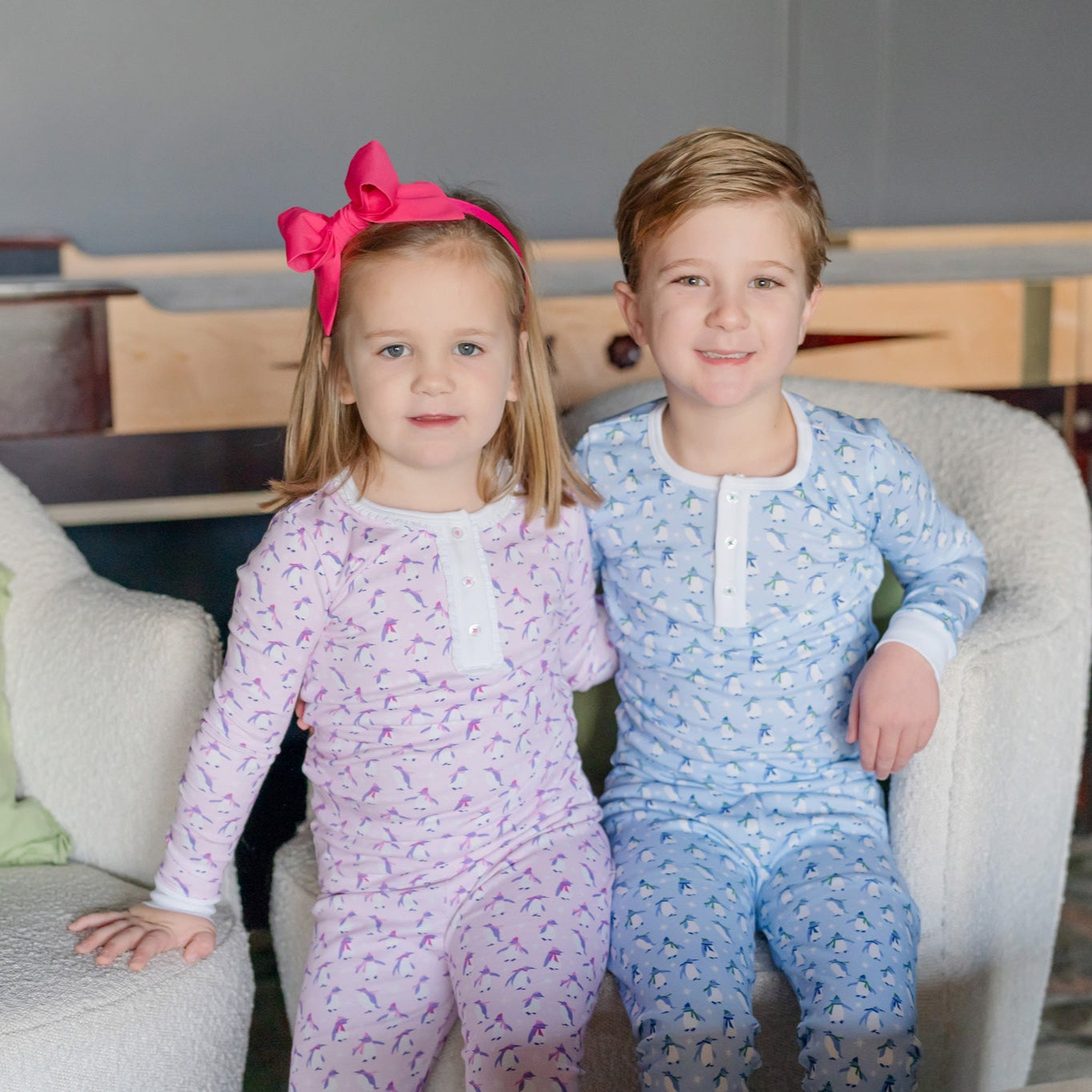 Jack Boys' Pajama Pant Set - Penguin Party Blue stylish kids outfit collection