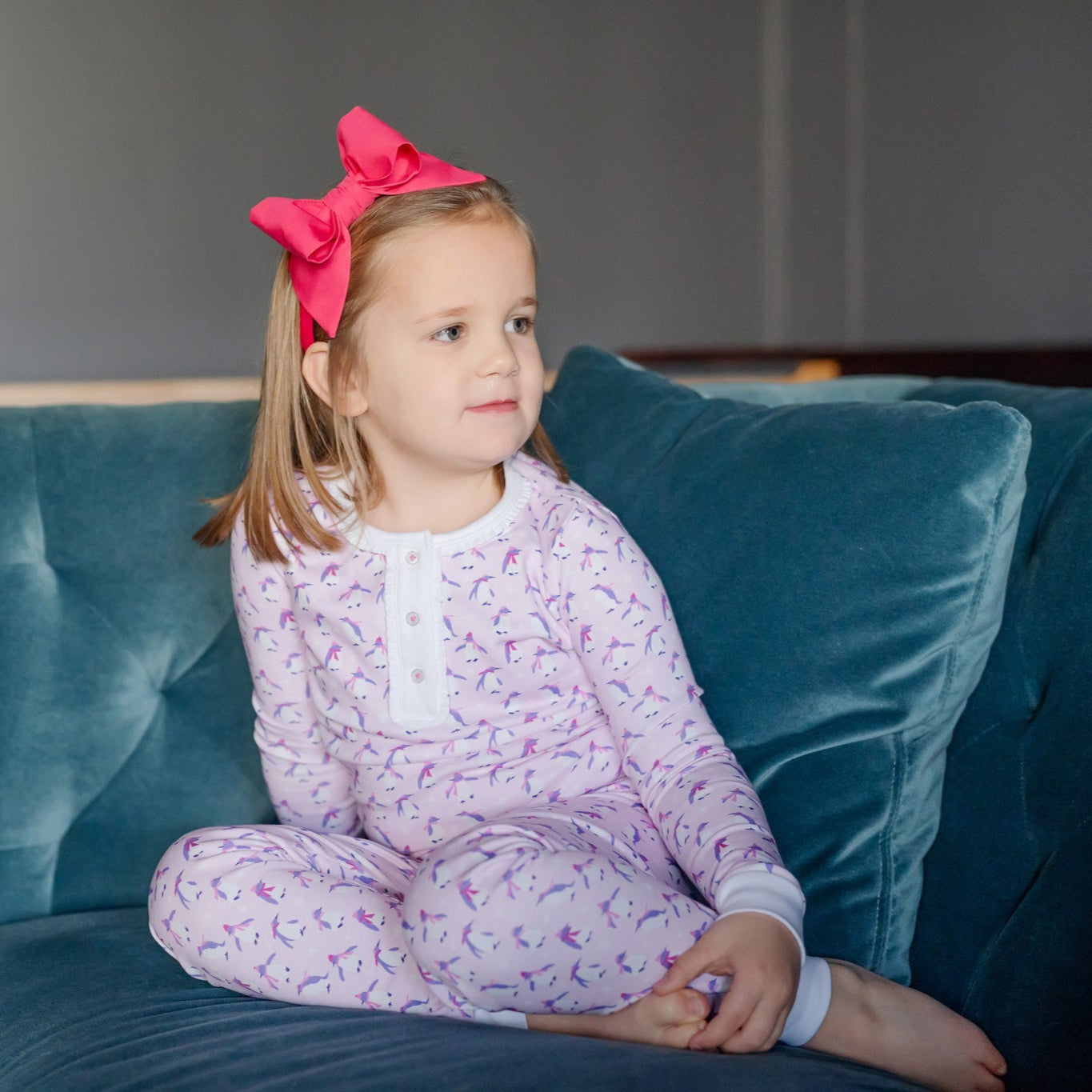 Alden Girls' Pajama Pant Set - Penguin Party Pink dress for girls premium quality