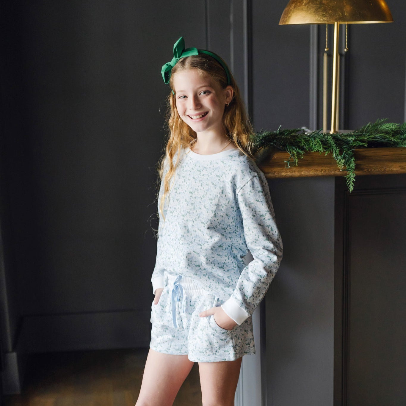 Stella Girls' Sweatshirt Short Set - Snow-Capped Mountains
