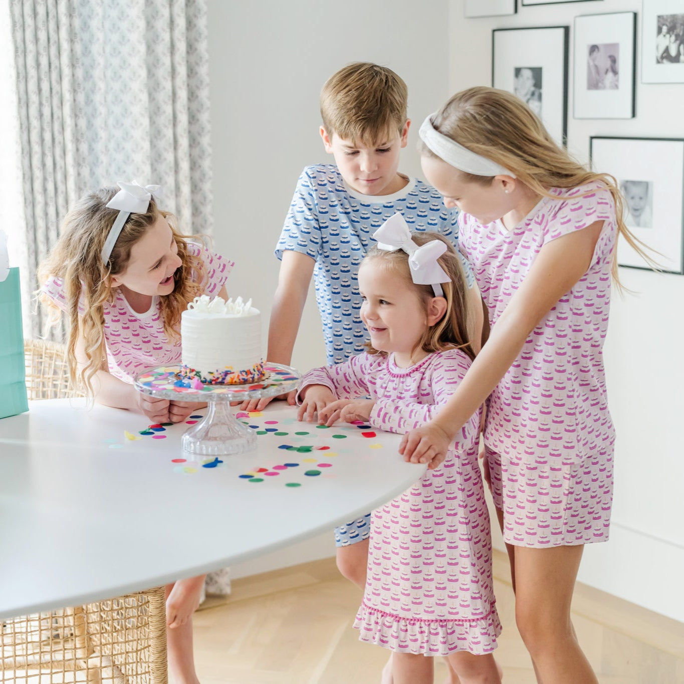 Emery Girls' Short Set - Birthday Cake Pink stylish kids outfit collection