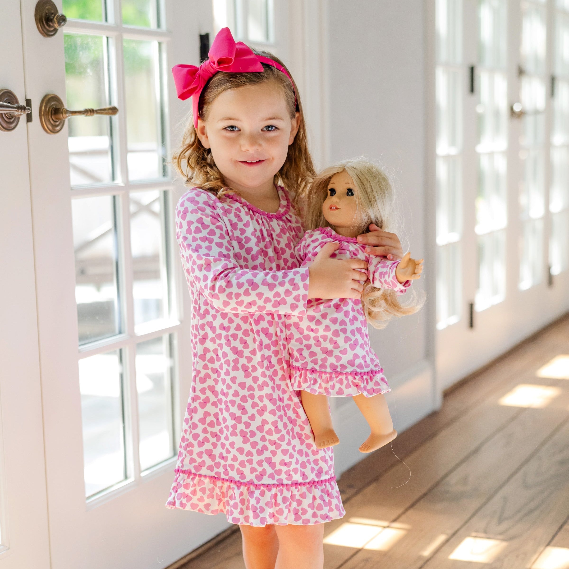 Carlin Girls' Dress - Confetti Hearts Pink