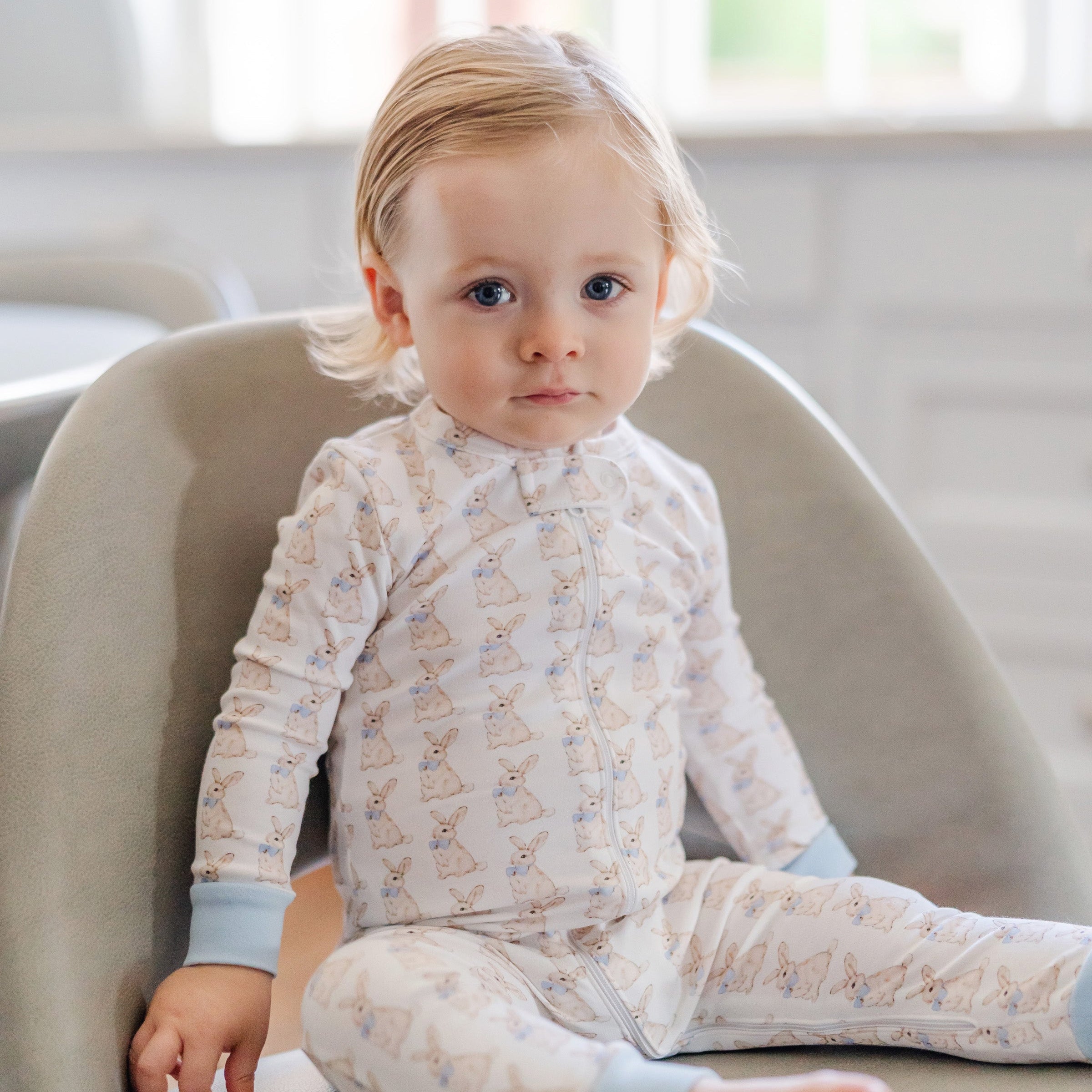 Parker Boys' Zipper Pajama - Easter Bunnies Blue