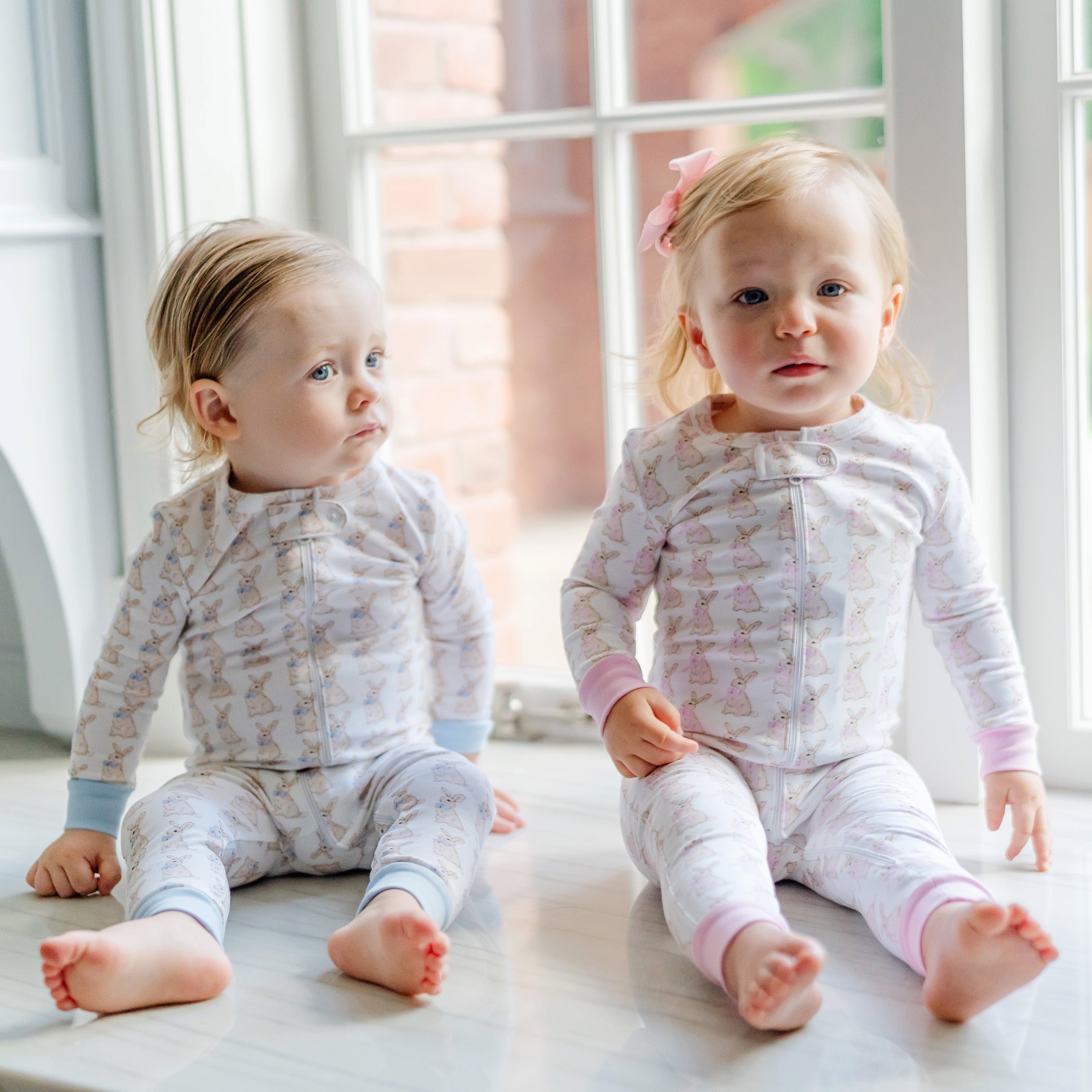 Parker Girls' Zipper Pajama - Easter Bunnies Pink