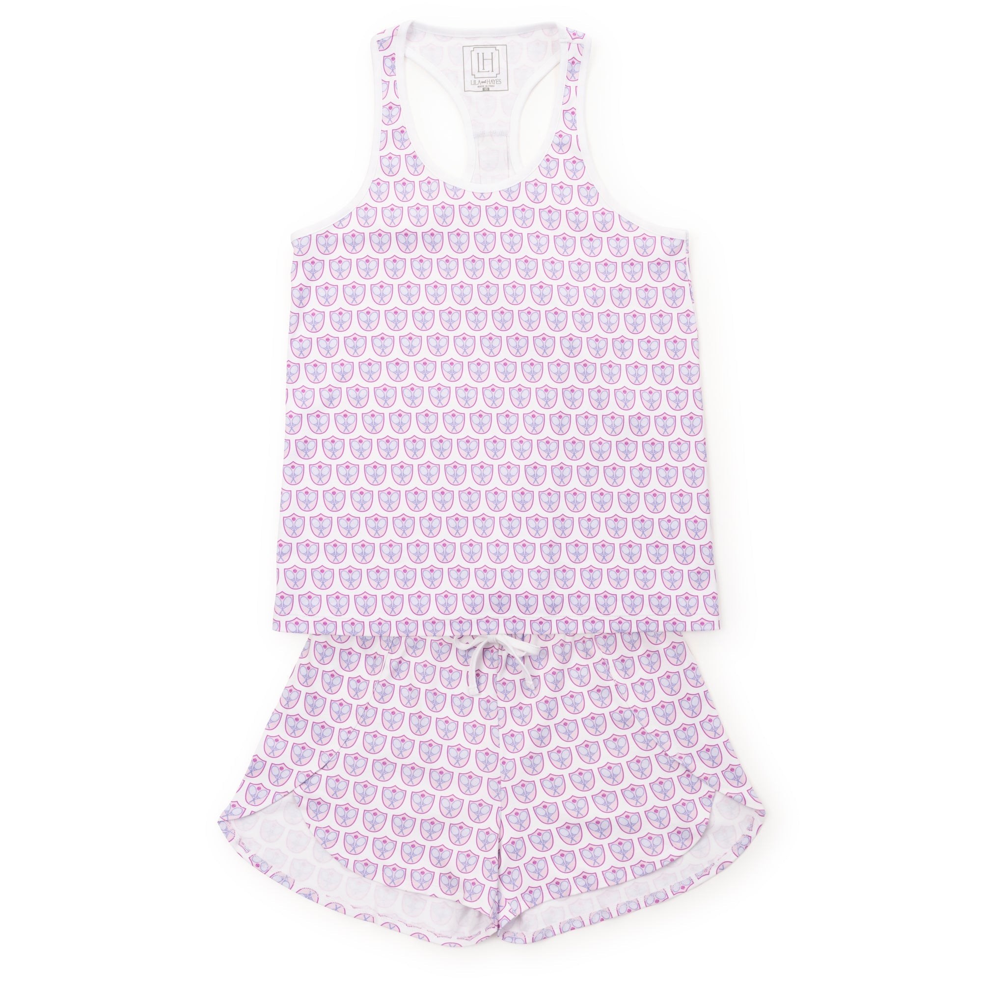 Alyssa Women's Pajama Short Set - Tennis Crest Pink