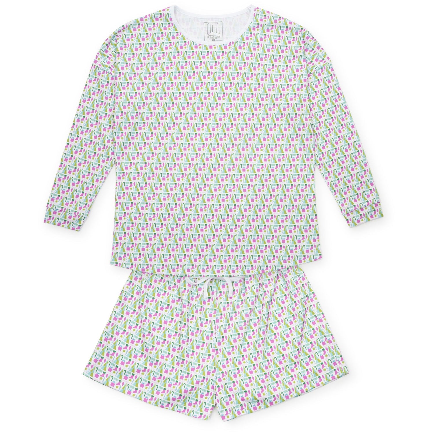 Anna Women's Longsleeve & Short Set - Mod Holiday Pink