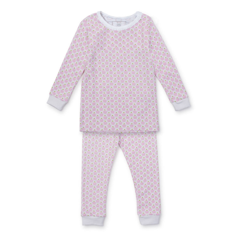 SALE Ava Girls' Pima Cotton Pajama Pant Set - Apples Pink