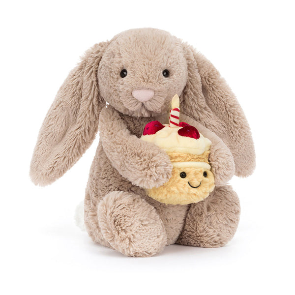 Bashful Beige Birthday Bunny Plush by Jellycat