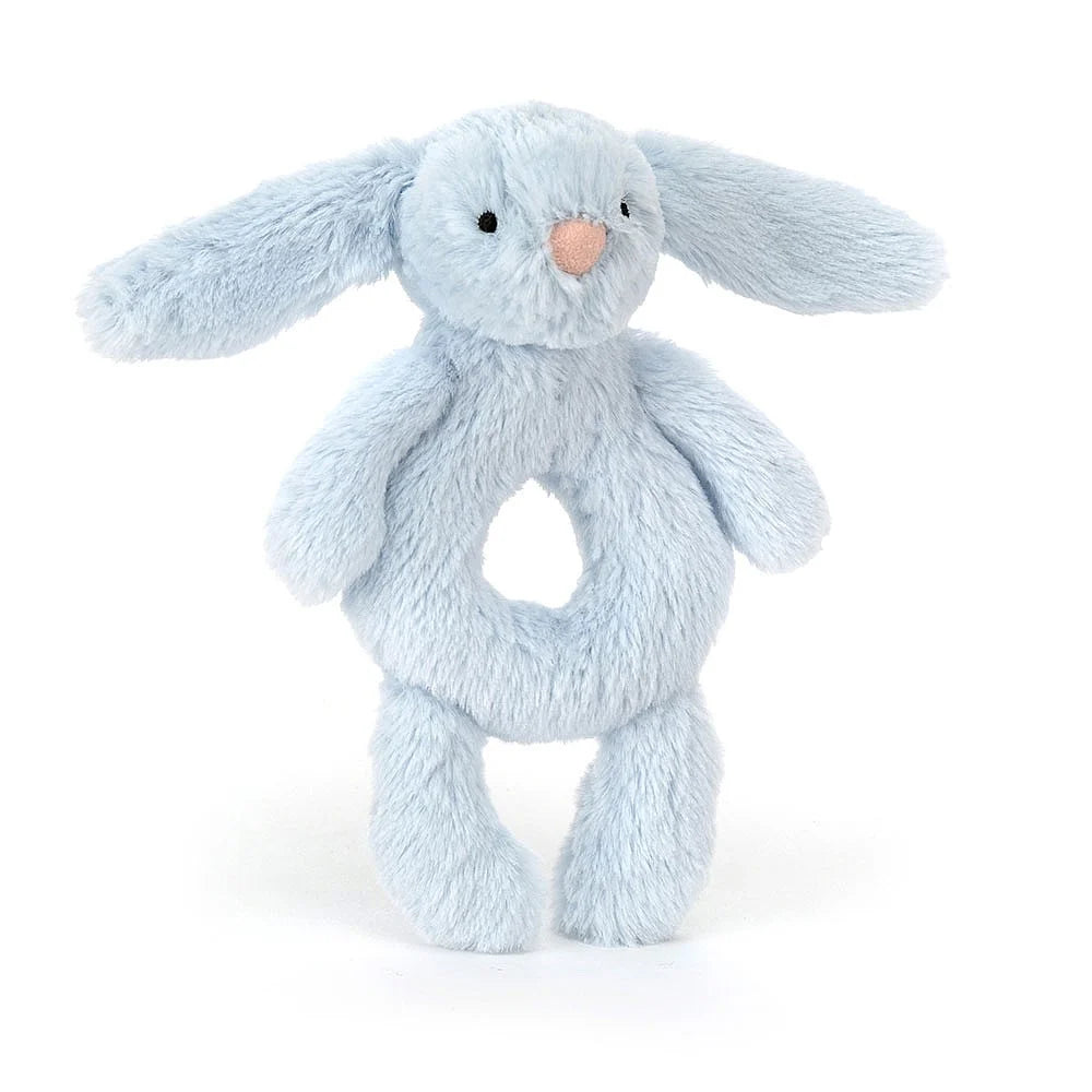 Bashful Blue Bunny Ring Rattle by Jellycat