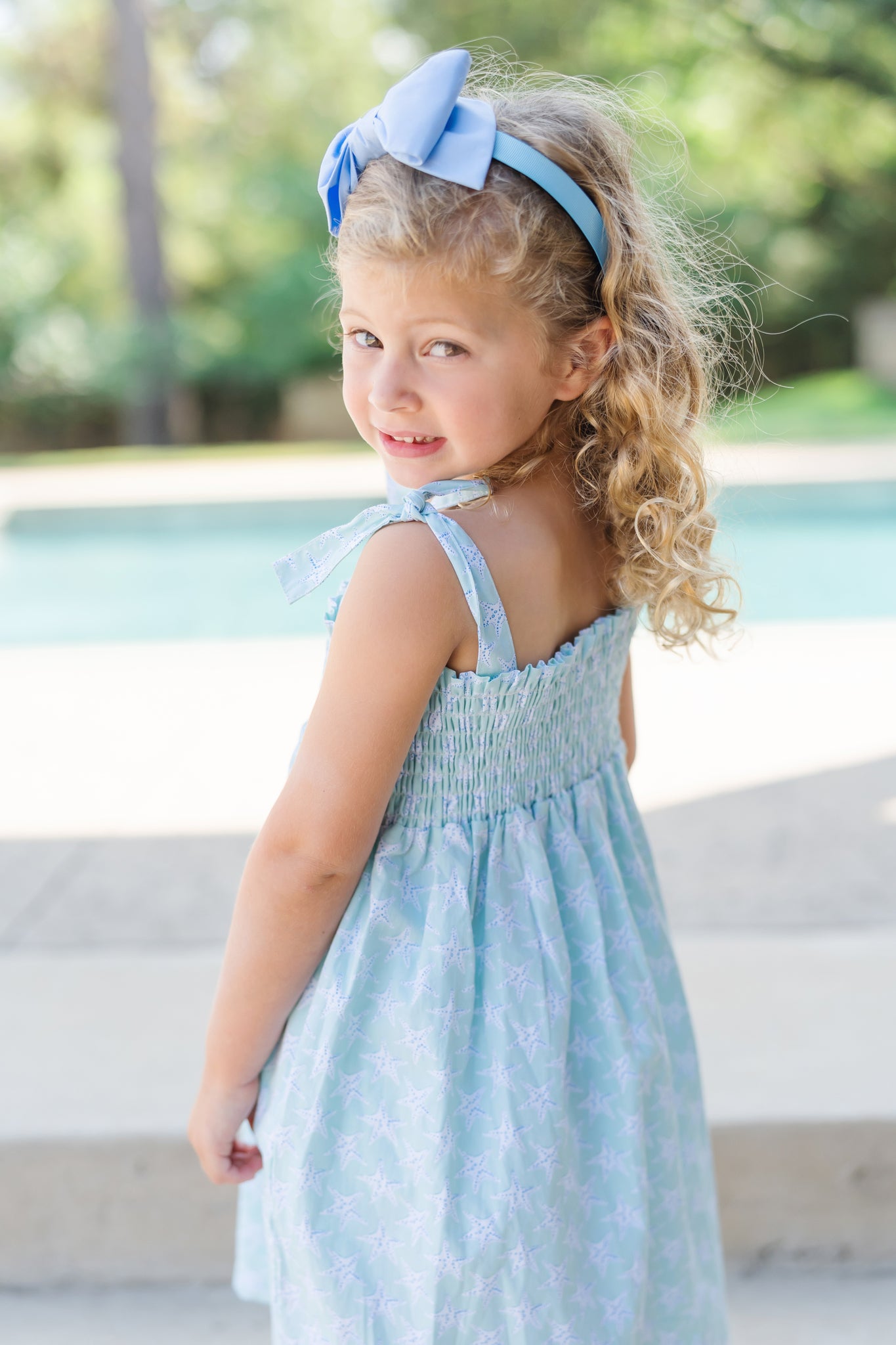 Headband Bow by The Bow Next Door - Shadow Blue dress for girls premium quality