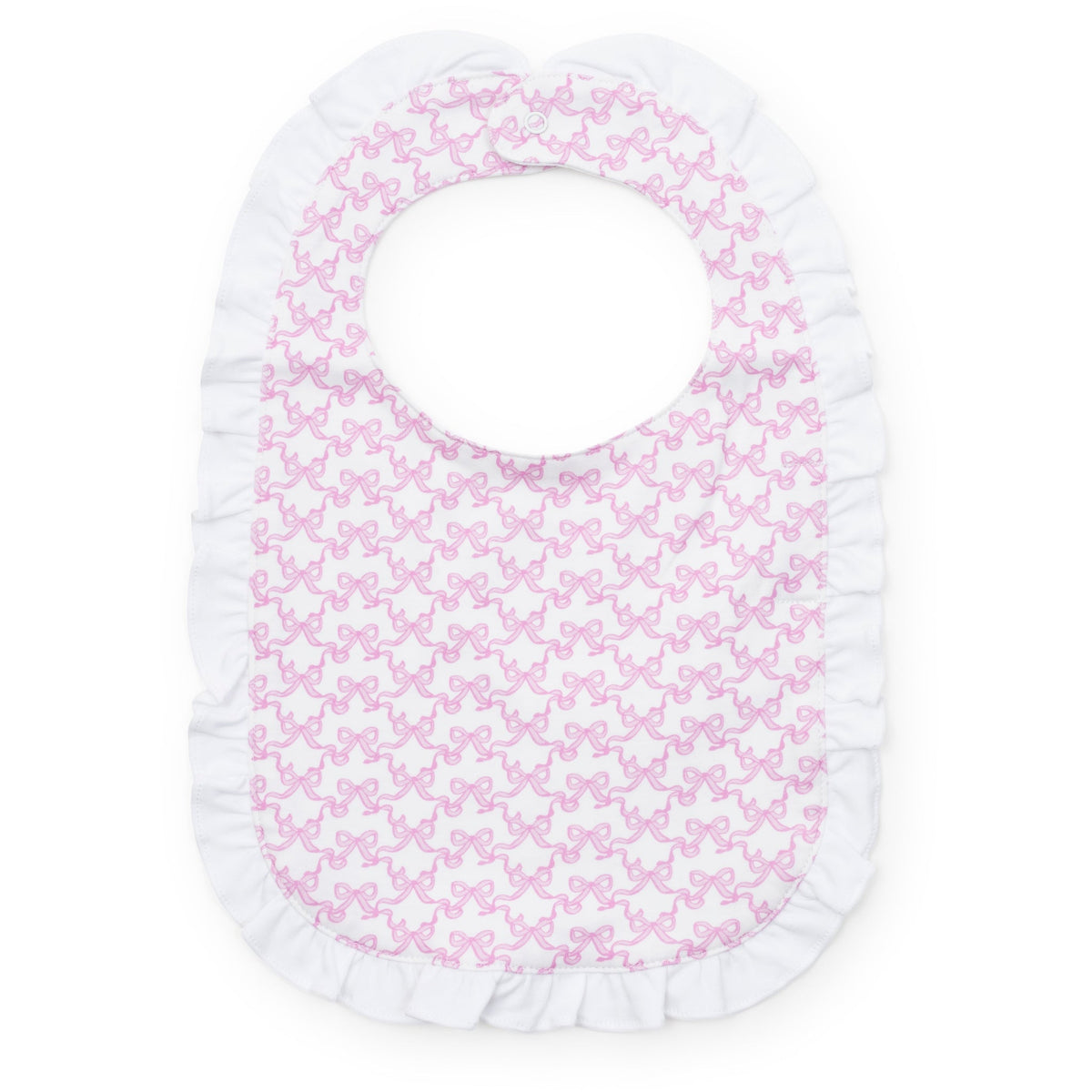 Pink Ruffle Bib Ruffled Girls' Bib - Pretty Pink Bows | Lila & Hayes