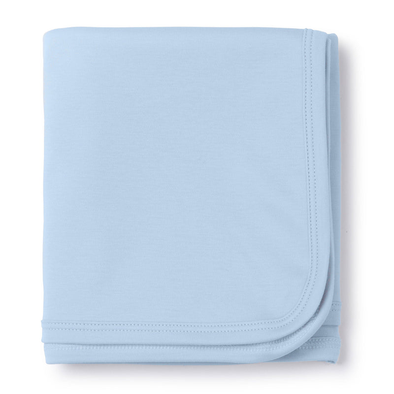 Baby Shop: Plain Edge Pima Cotton Blanket with Monogram - Light Blue